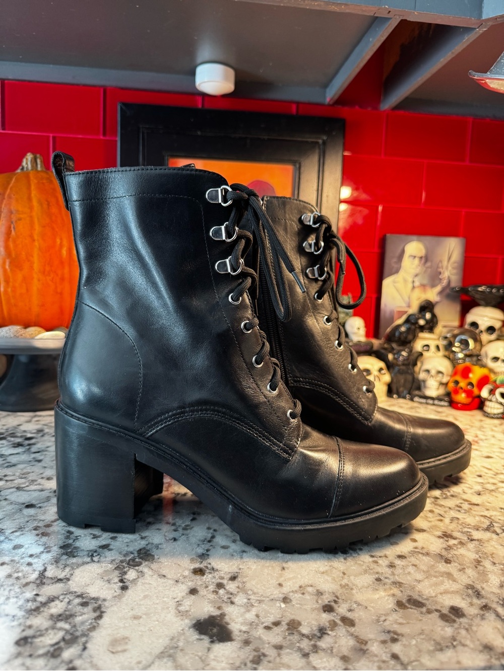 Marc Fisher Lanie Black Lace-Up Boots